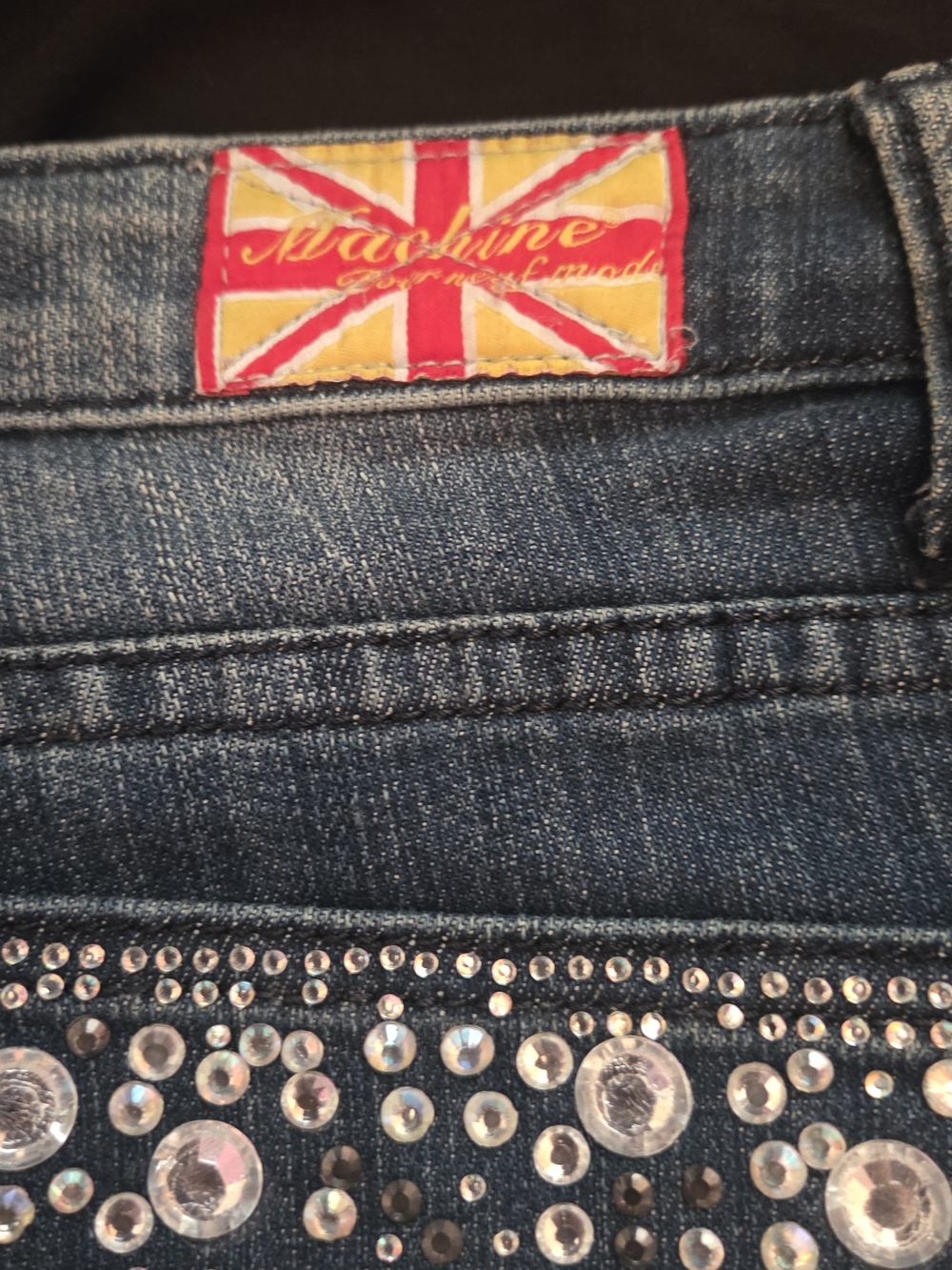 Machine Rhinestone Distressed Skinny Jeans - Picture 8 of 9